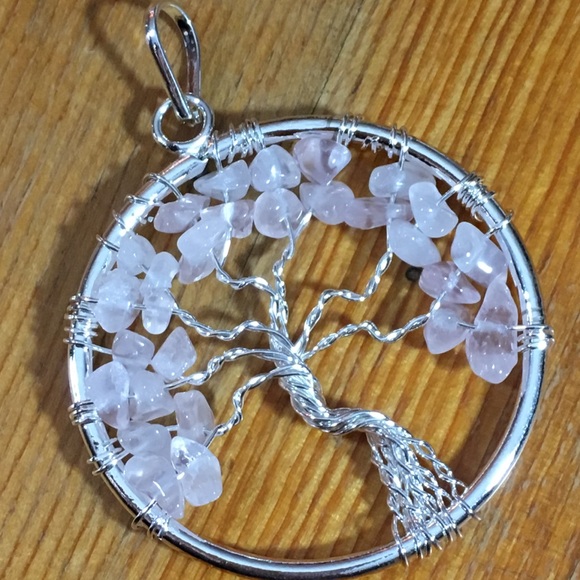 Rose Quartz Tree of Life Pendant - Picture 6 of 8